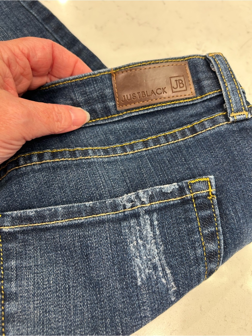 Just Black Distressed Dark Indigo Boyfriend Cut Jeans - Picture 7 of 10